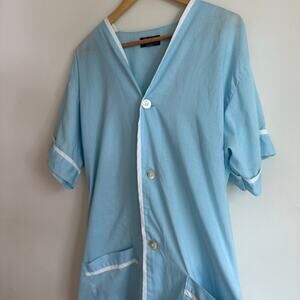1980's Vintage "After Hours" by Diplomat House Coat Robe Dress Baby Blue Size L